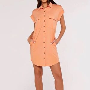 Apricot Brand Sleeveless Shirt Mini Dress Coral Color Size 6